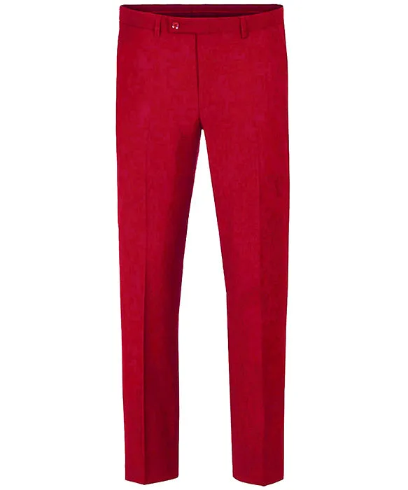 3 piece True Red Slim Fit Men's Suit with Vest Set
