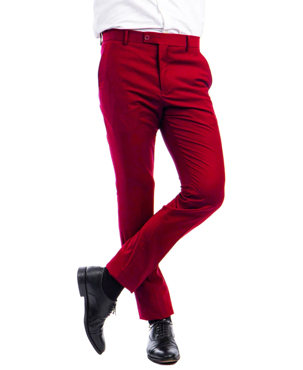 3 piece True Red Slim Fit Men's Suit with Vest Set