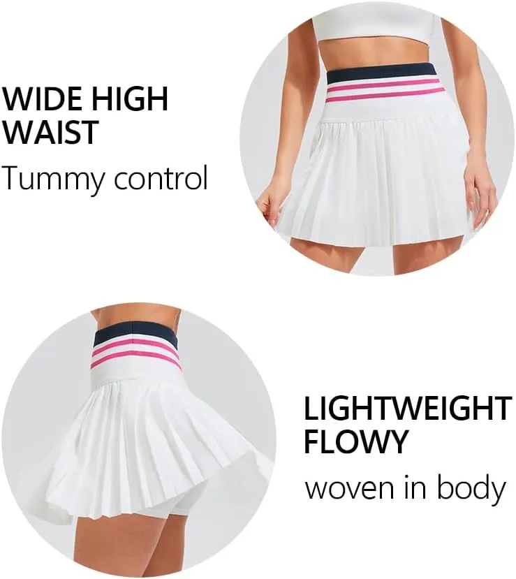 Airfree Pleated Tennis Skirts for Women High Waisted Golf Skort Skirt with Short Athletic Workout Skorts with Pockets