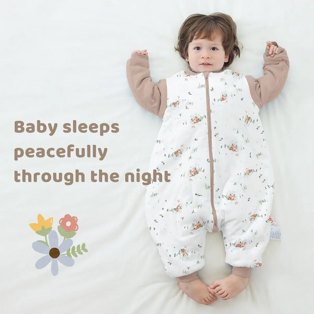 Baby Sleeping Bag Baby Sleep Sack Split Leg with Removable Sleeves, Baby Cotton Sleeping Bag, Winter Toddler Sleeping Bag