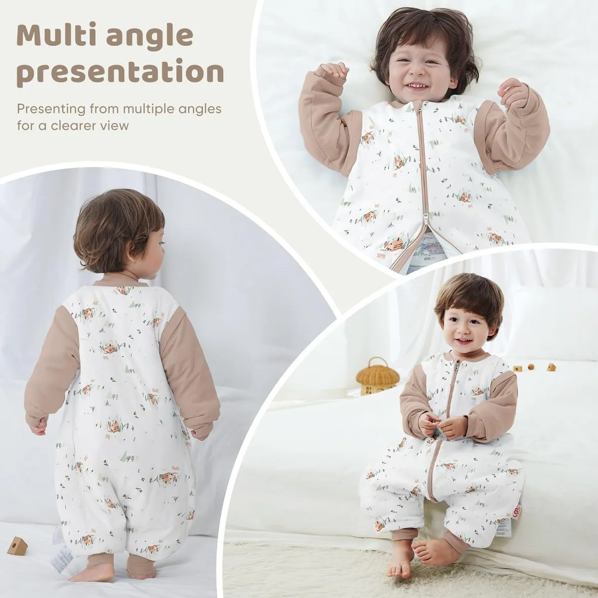 Baby Sleeping Bag Baby Sleep Sack Split Leg with Removable Sleeves, Baby Cotton Sleeping Bag, Winter Toddler Sleeping Bag