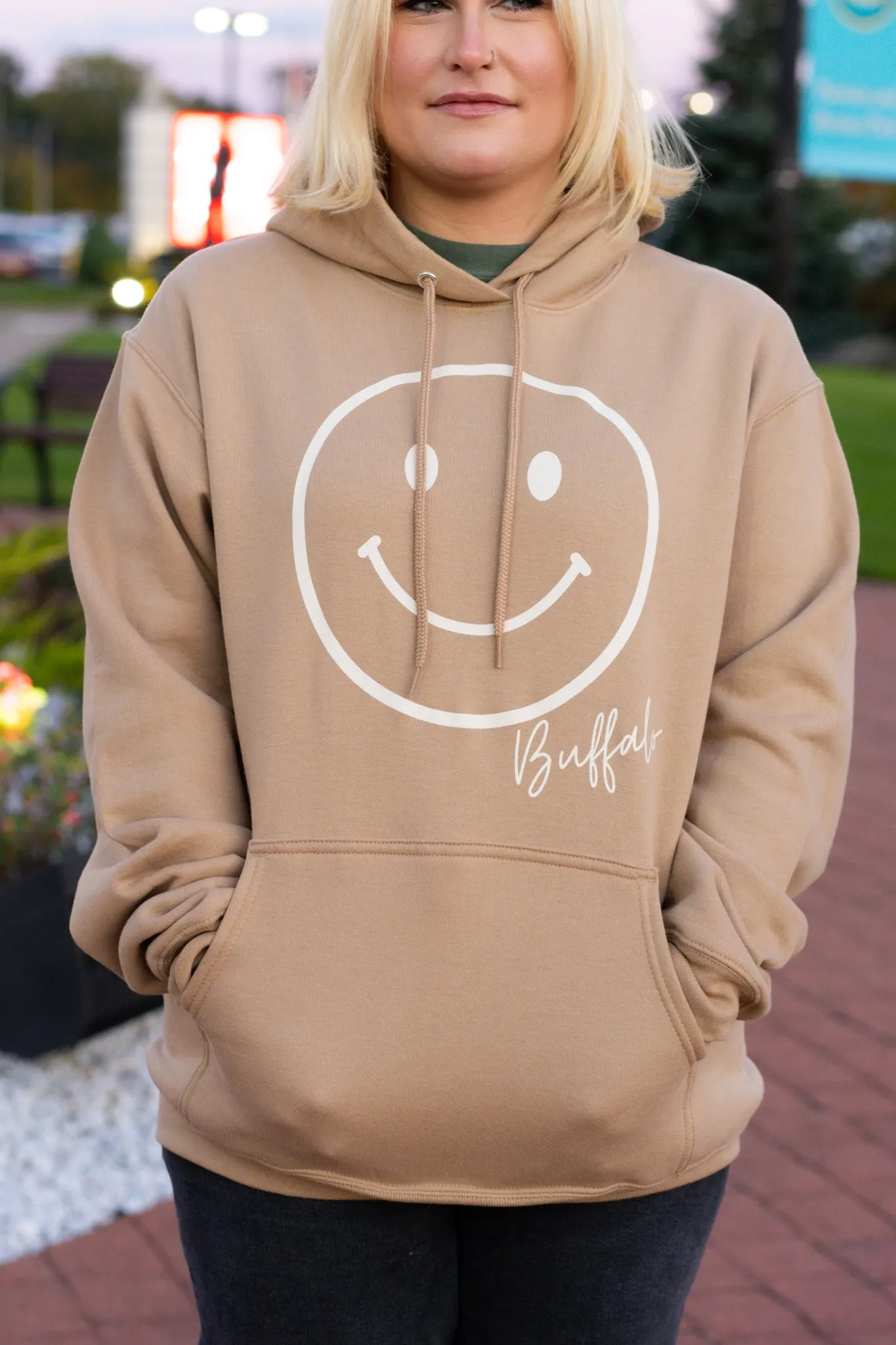 Buffalo Smiley Face Sand Hoodie