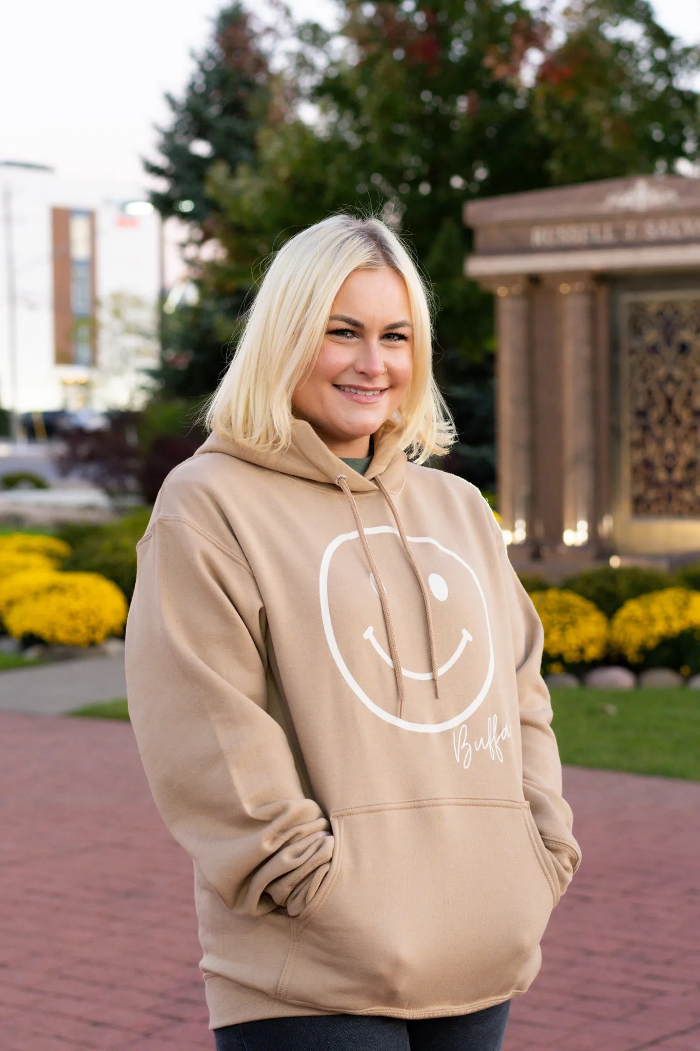 Buffalo Smiley Face Sand Hoodie