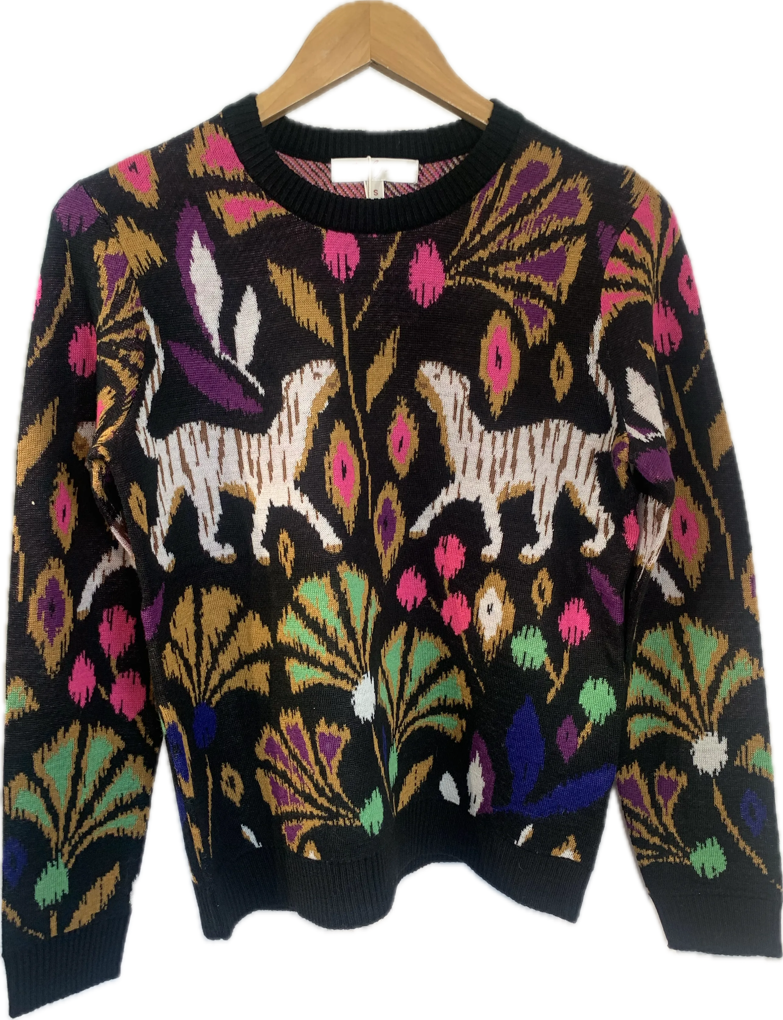 Candice Tiger Pullover Sweater -  Black