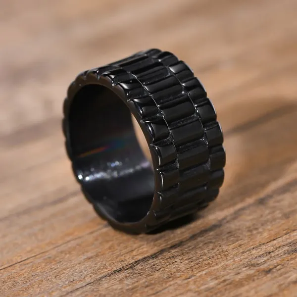 Classy Men Black Wide Band Ring