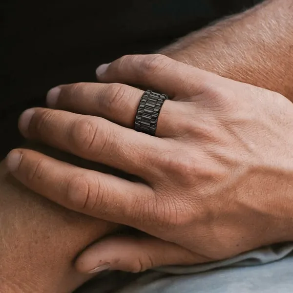 Classy Men Black Wide Band Ring