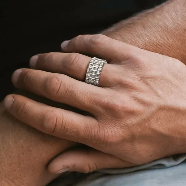 Classy Men Silver Wide Band Ring