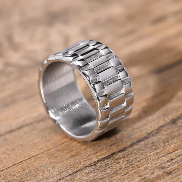 Classy Men Silver Wide Band Ring