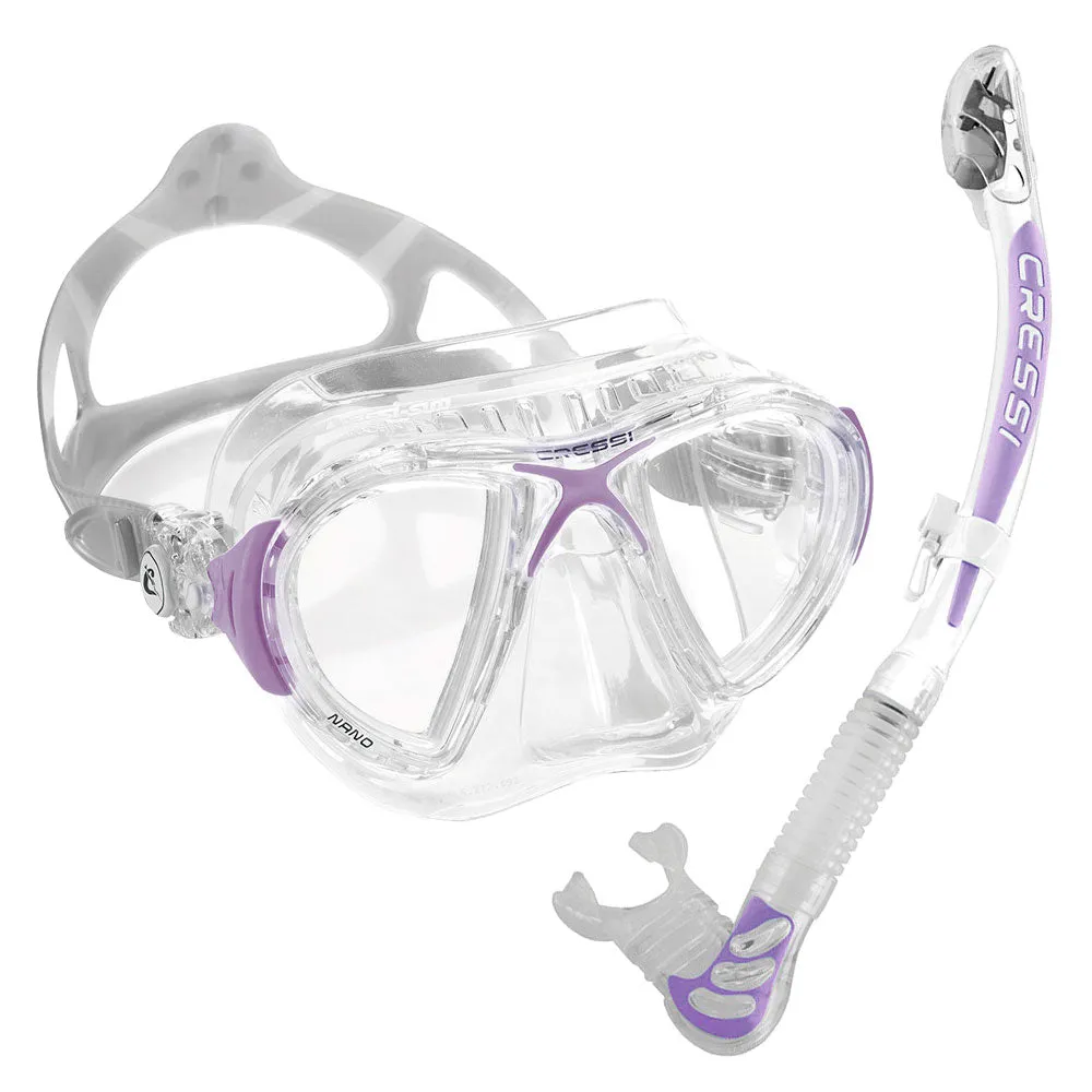 Cressi Nano Mask Alpha Dry Adult Size Snorkel Packages