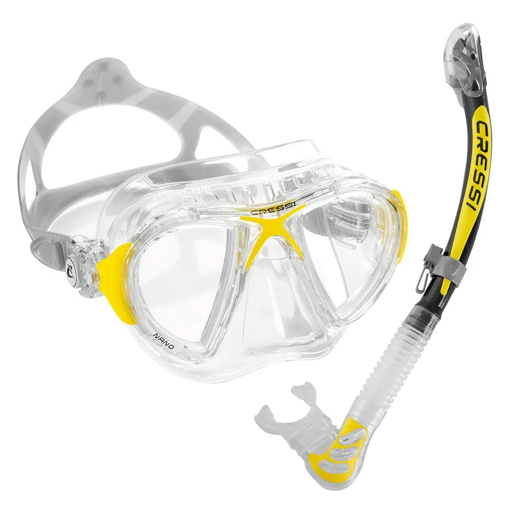 Cressi Nano Mask Alpha Dry Adult Size Snorkel Packages