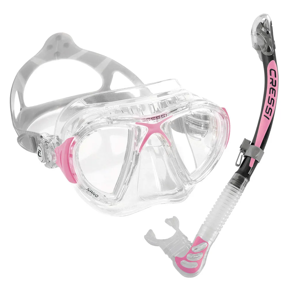 Cressi Nano Mask Alpha Dry Adult Size Snorkel Packages