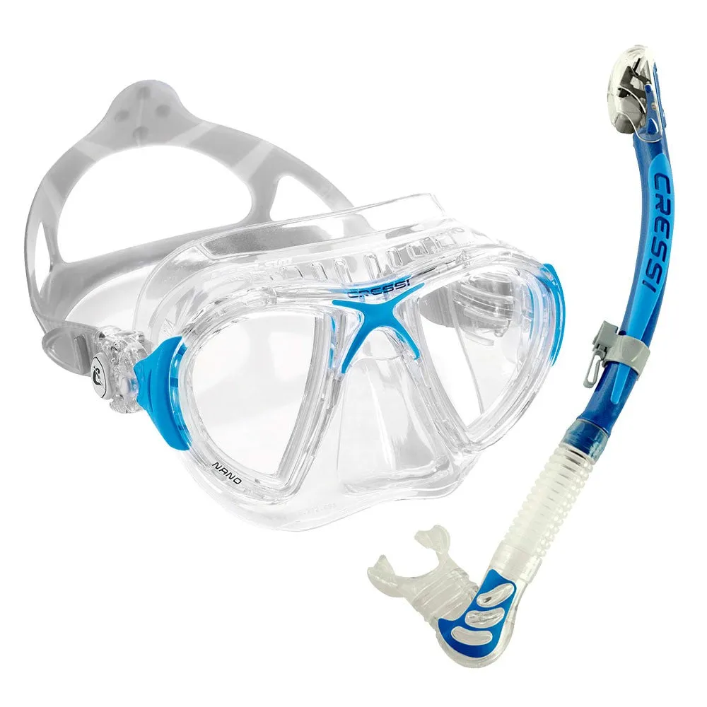 Cressi Nano Mask Alpha Dry Adult Size Snorkel Packages