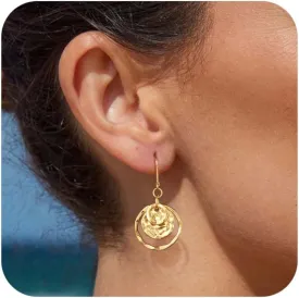 Disc Leverback Earrings for Women: Dainty 14k Gold Plated Dangle Earrings for Women Hypoallergenic Hammered Teardrop Coin Earring Set Gold Jewelry for Womens Trendy