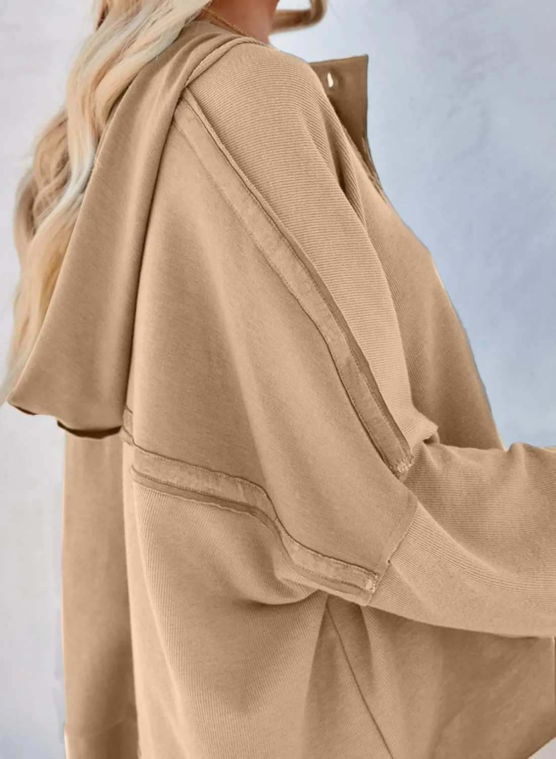 Dokotoo Hoodies for Women 2024 Fashion Fall V Neck Button Down Long Sleeve Hooded Sweatshirts Tops