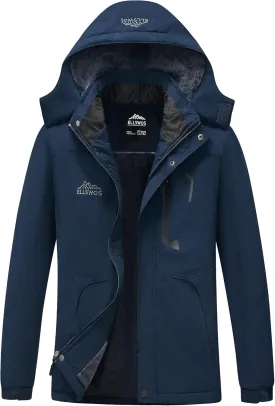 ELLSWOS Men's Waterproof Ski Jacket Winter Snow Coat Warm Hooded Raincoat Windproof Windbreakers
