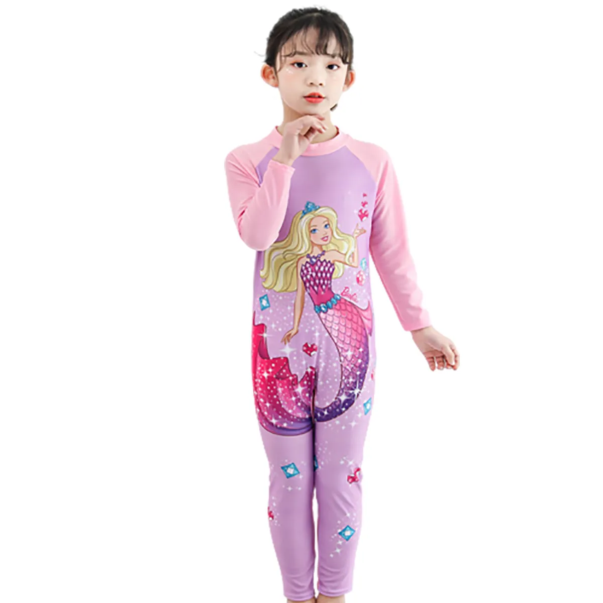 Fancydresswale Barbie Mermaid Full sleeve Swimsuit for kids