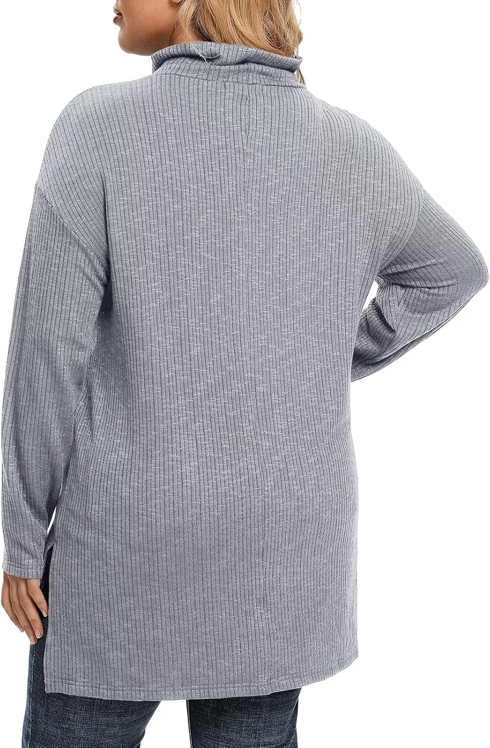 LARACE Plus Size Sweater for Women, Women's Pullover Turtleneck Long Sleeve Knit Sweater Shirts with Pockets for Fall Winter