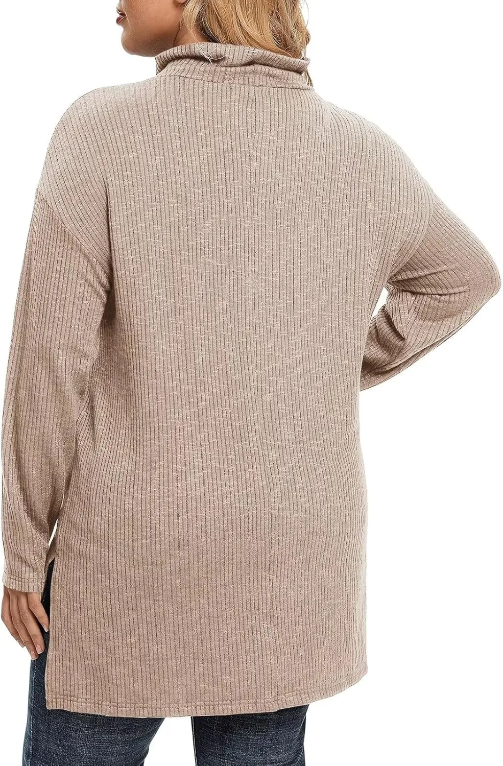 LARACE Plus Size Sweater for Women, Women's Pullover Turtleneck Long Sleeve Knit Sweater Shirts with Pockets for Fall Winter