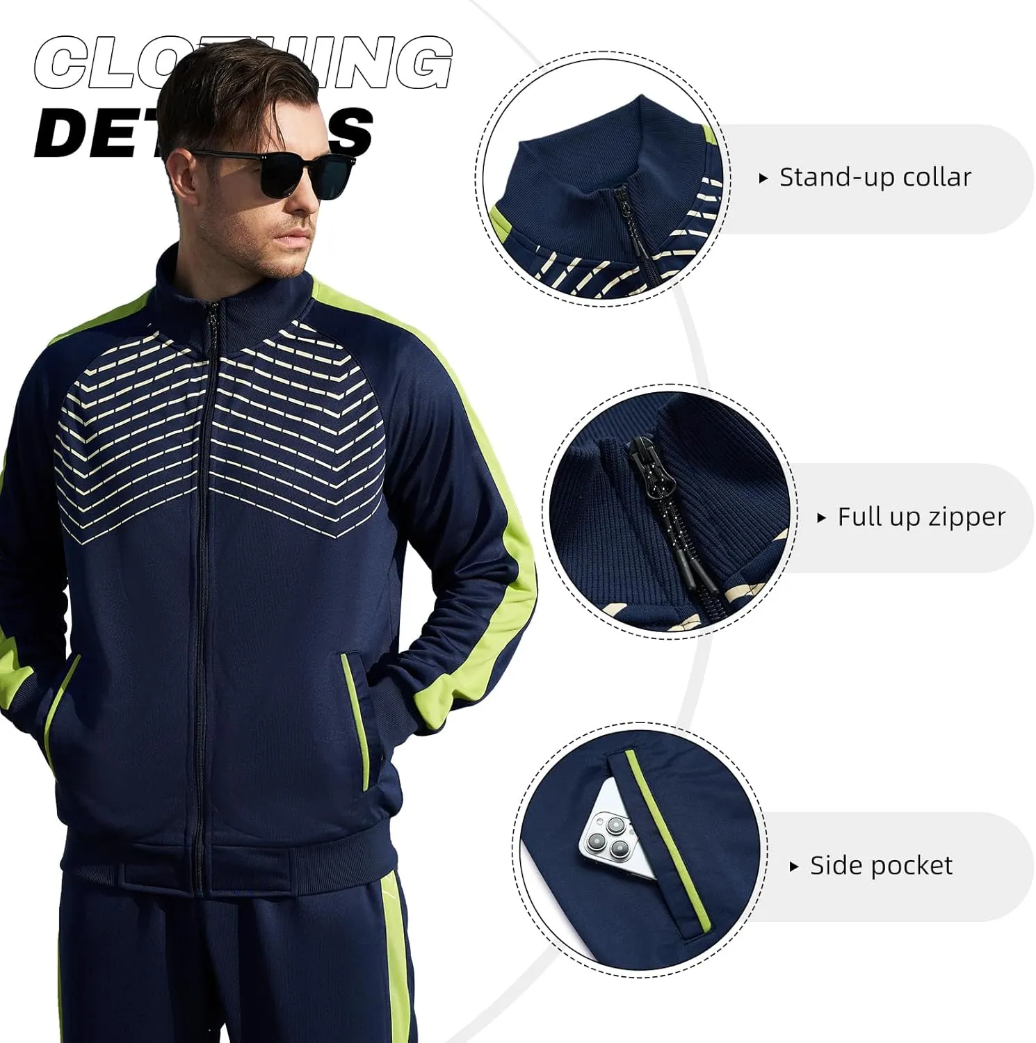 LBL Leading the Better Life Men's Sweat Suit 2 Piece Outfit Casual Contrast Sports Jogging Tracksuits Set