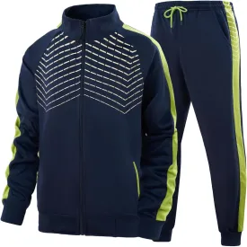 LBL Leading the Better Life Men's Sweat Suit 2 Piece Outfit Casual Contrast Sports Jogging Tracksuits Set