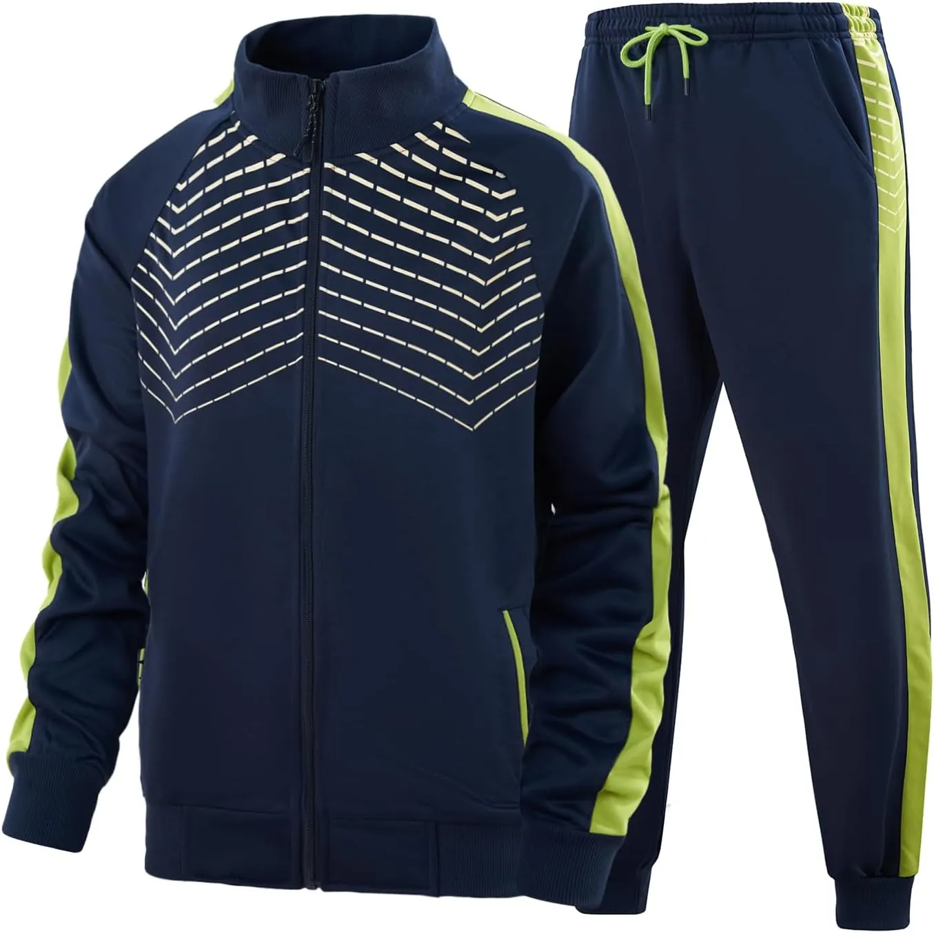 LBL Leading the Better Life Men's Sweat Suit 2 Piece Outfit Casual Contrast Sports Jogging Tracksuits Set