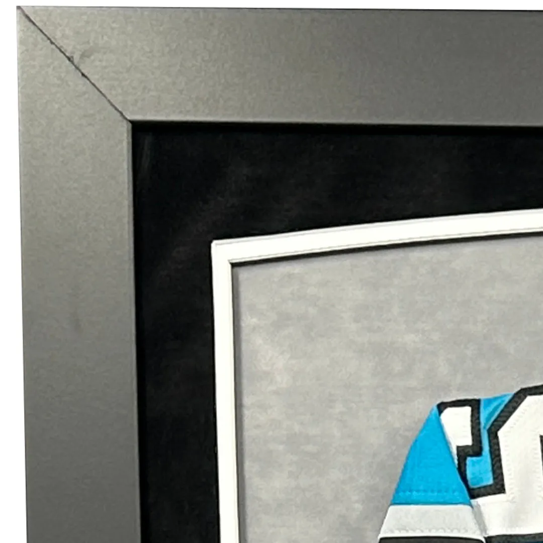 Luke Kuechly Signed Carolina Blue Custom Double-Suede Framed football Jersey (Beckett)