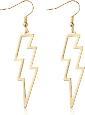 Lusofie Lightning Bolt Earrings 80s Punk Lightning Earrings Flash Thunder Hook Earrings Dangle Earrings for 80's Party