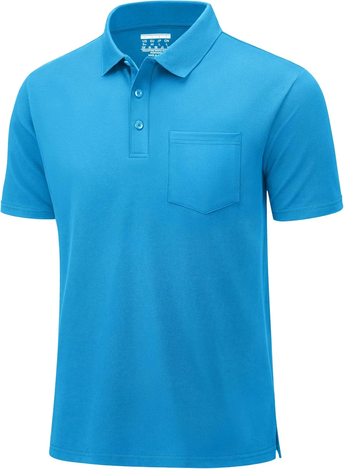 MAGCOMSEN Mens Polo Shirts Short Sleeve Cotton Pique Golf Shirts with Pocket Casual Performance Moisture Wicking Polos