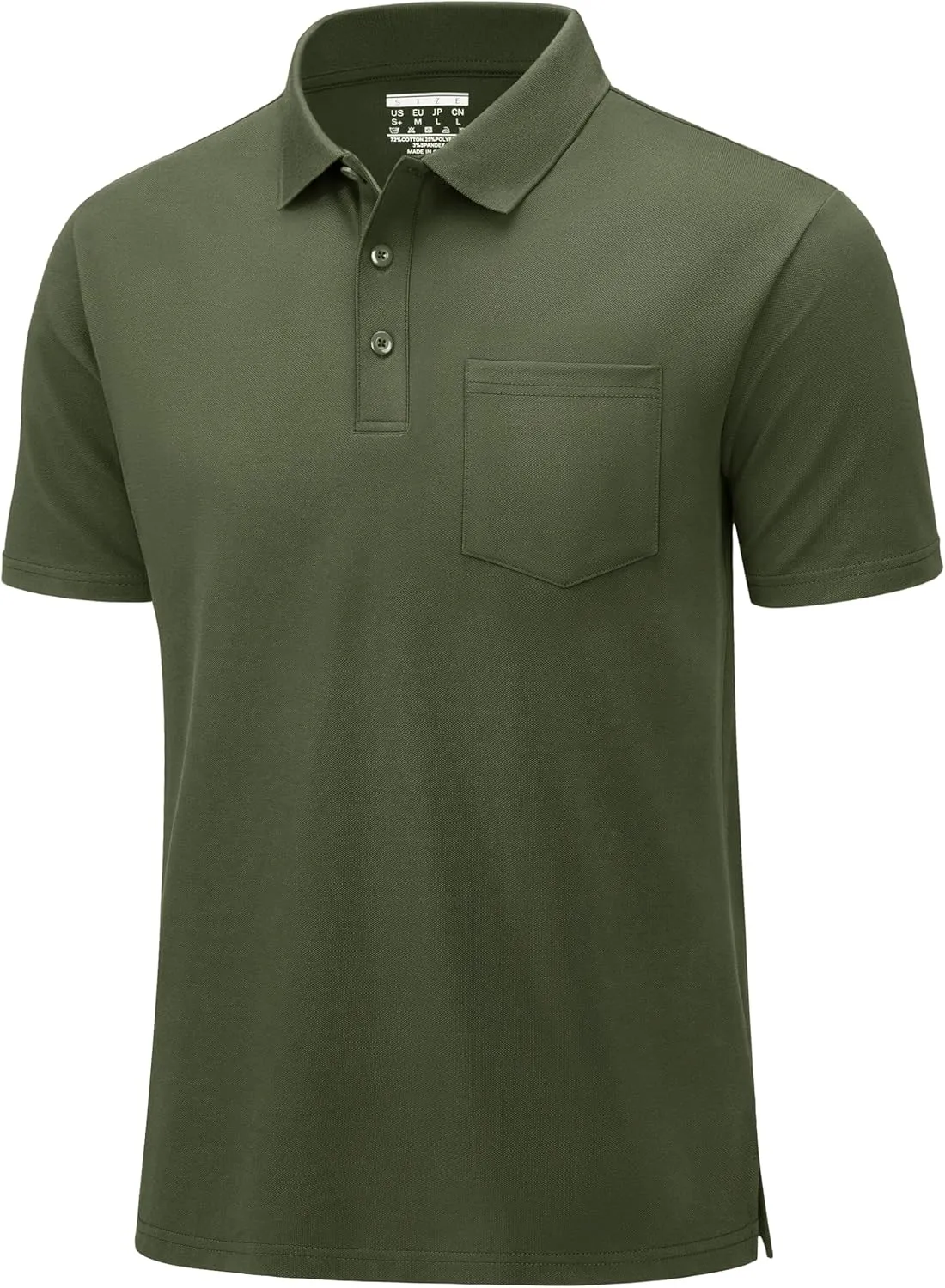 MAGCOMSEN Mens Polo Shirts Short Sleeve Cotton Pique Golf Shirts with Pocket Casual Performance Moisture Wicking Polos