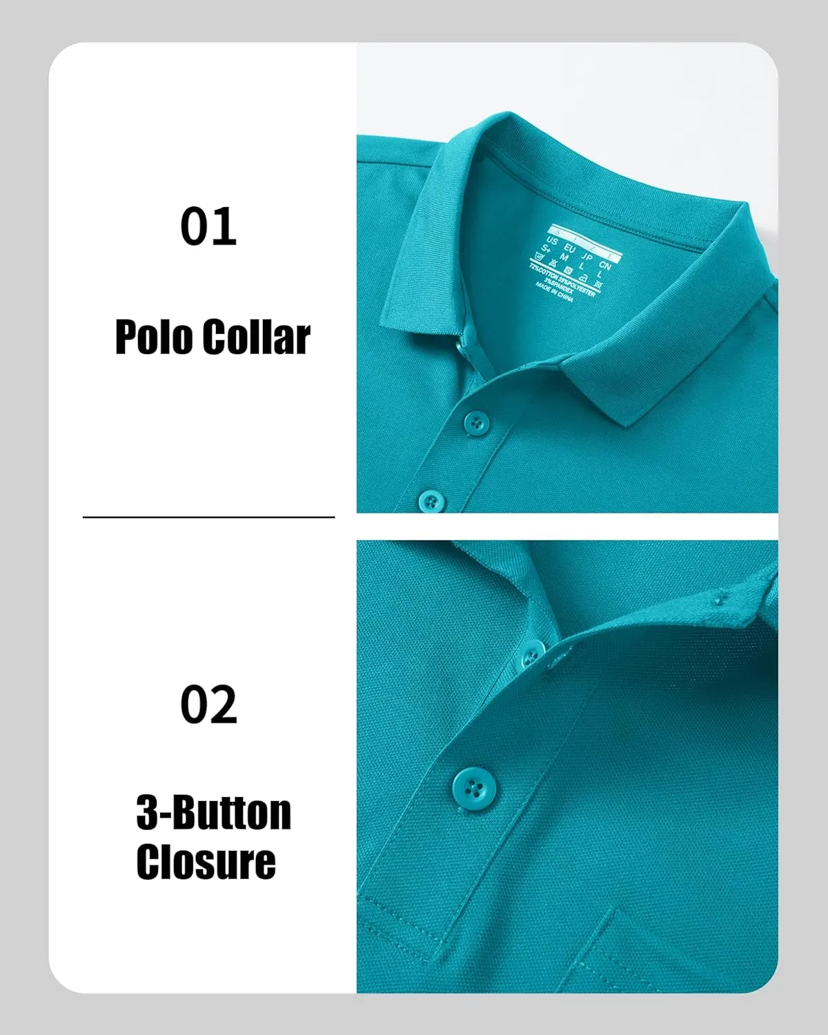 MAGCOMSEN Mens Polo Shirts Short Sleeve Cotton Pique Golf Shirts with Pocket Casual Performance Moisture Wicking Polos
