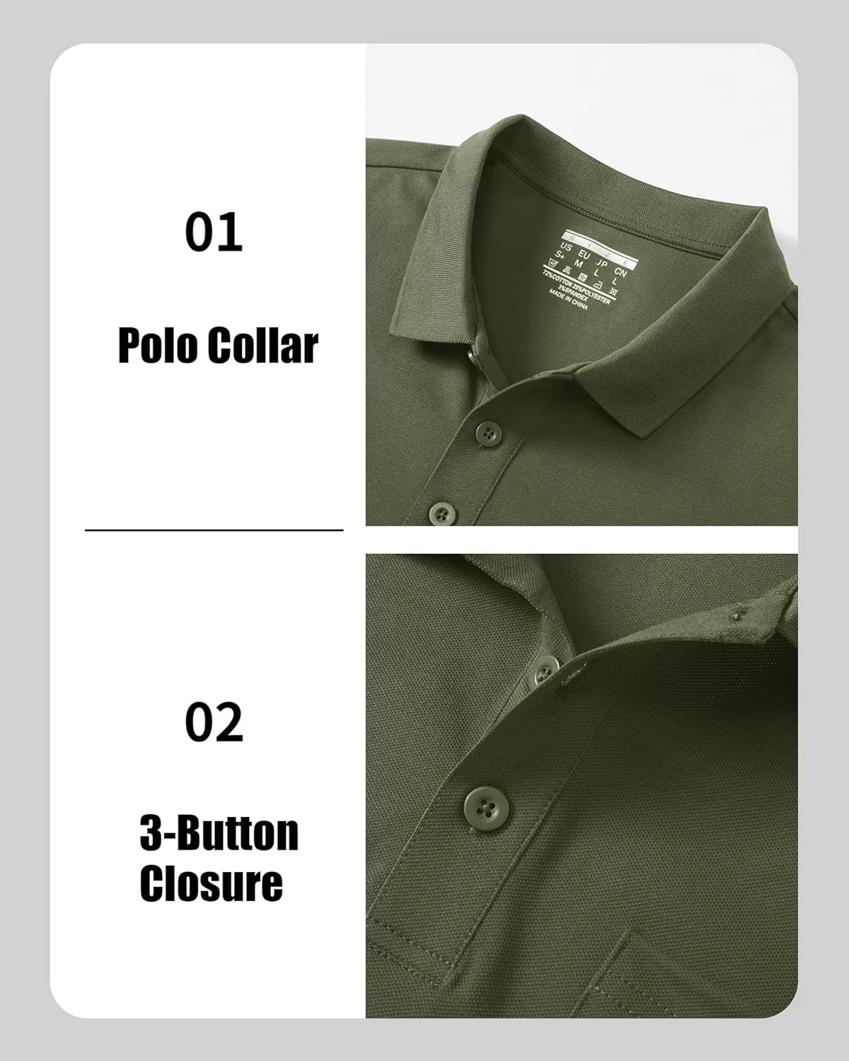MAGCOMSEN Mens Polo Shirts Short Sleeve Cotton Pique Golf Shirts with Pocket Casual Performance Moisture Wicking Polos