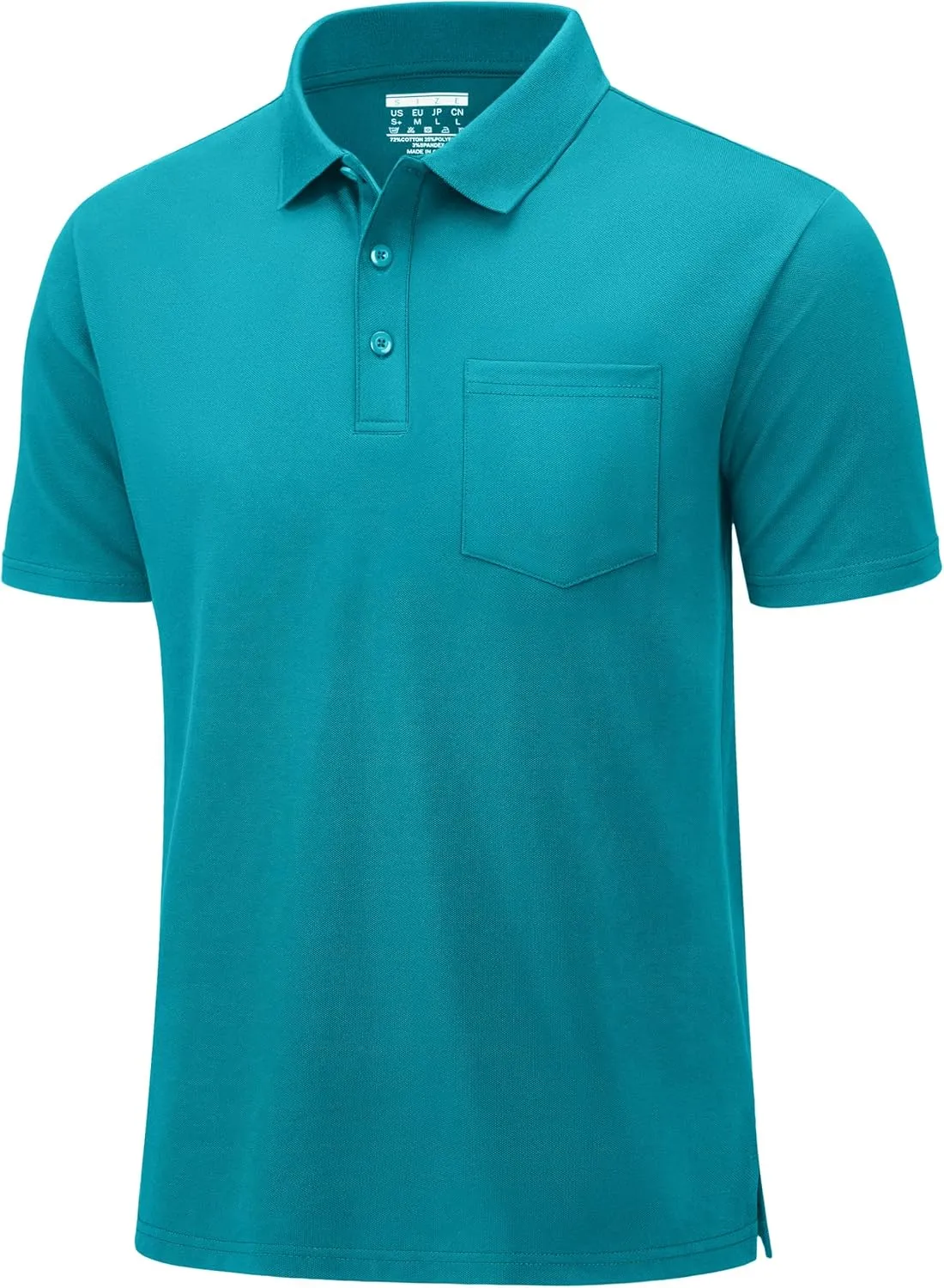 MAGCOMSEN Mens Polo Shirts Short Sleeve Cotton Pique Golf Shirts with Pocket Casual Performance Moisture Wicking Polos