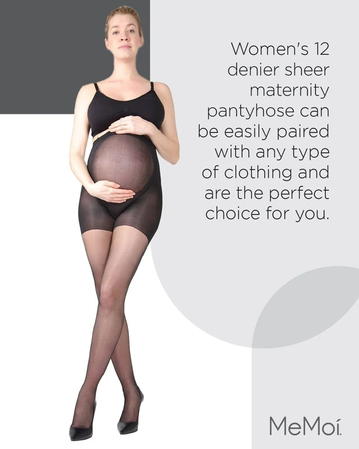 MeMoi Women's 12 Denier Sheer Maternity Pantyhose with Extra Large Waist