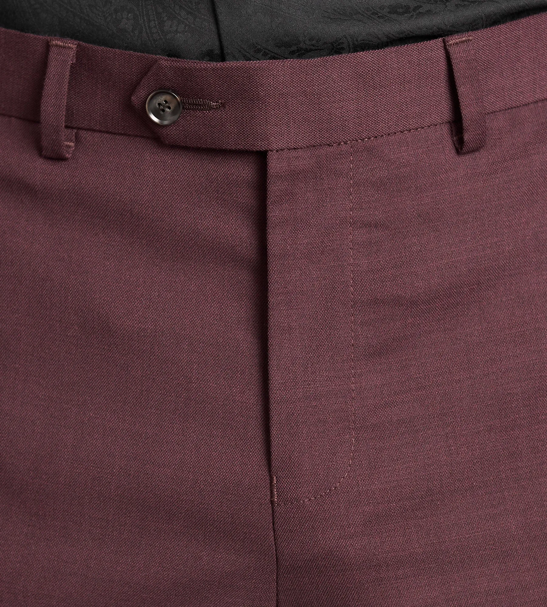 Modern Fit Burgundy Solid Suit Pants