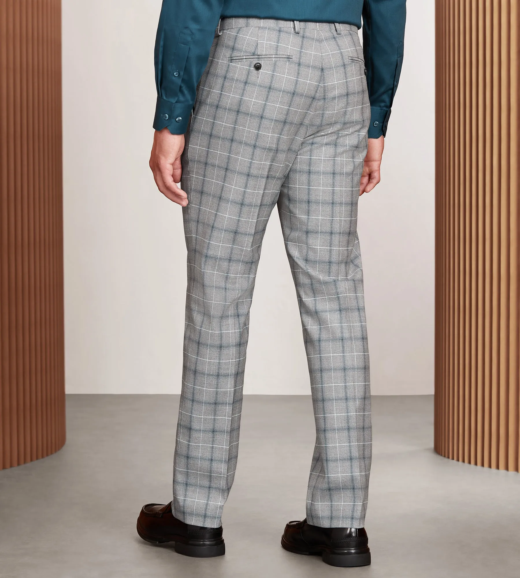 Modern Fit Grey Plaid Suit Pants