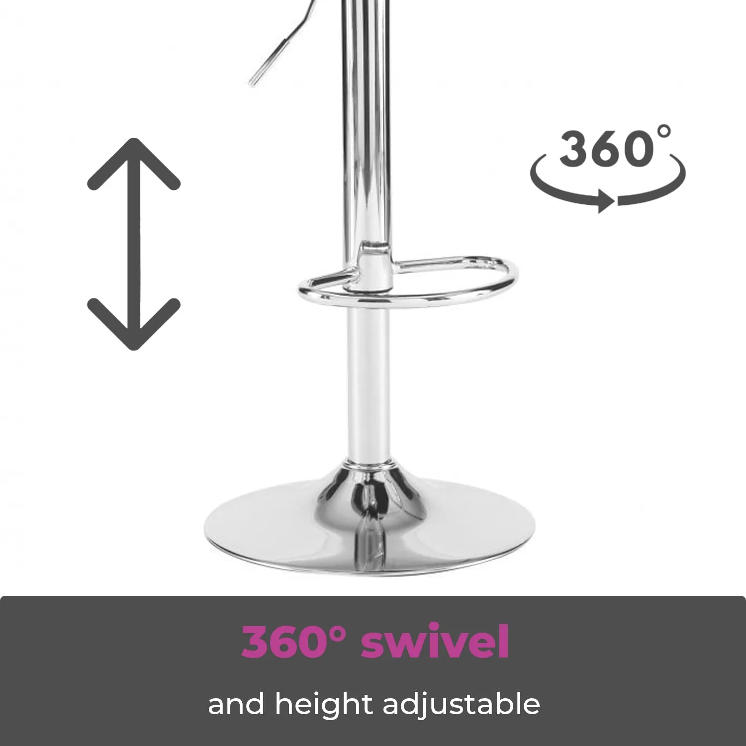 Neo Dark Grey Fabric Swivel Bar Stool with Polished Chrome Leg