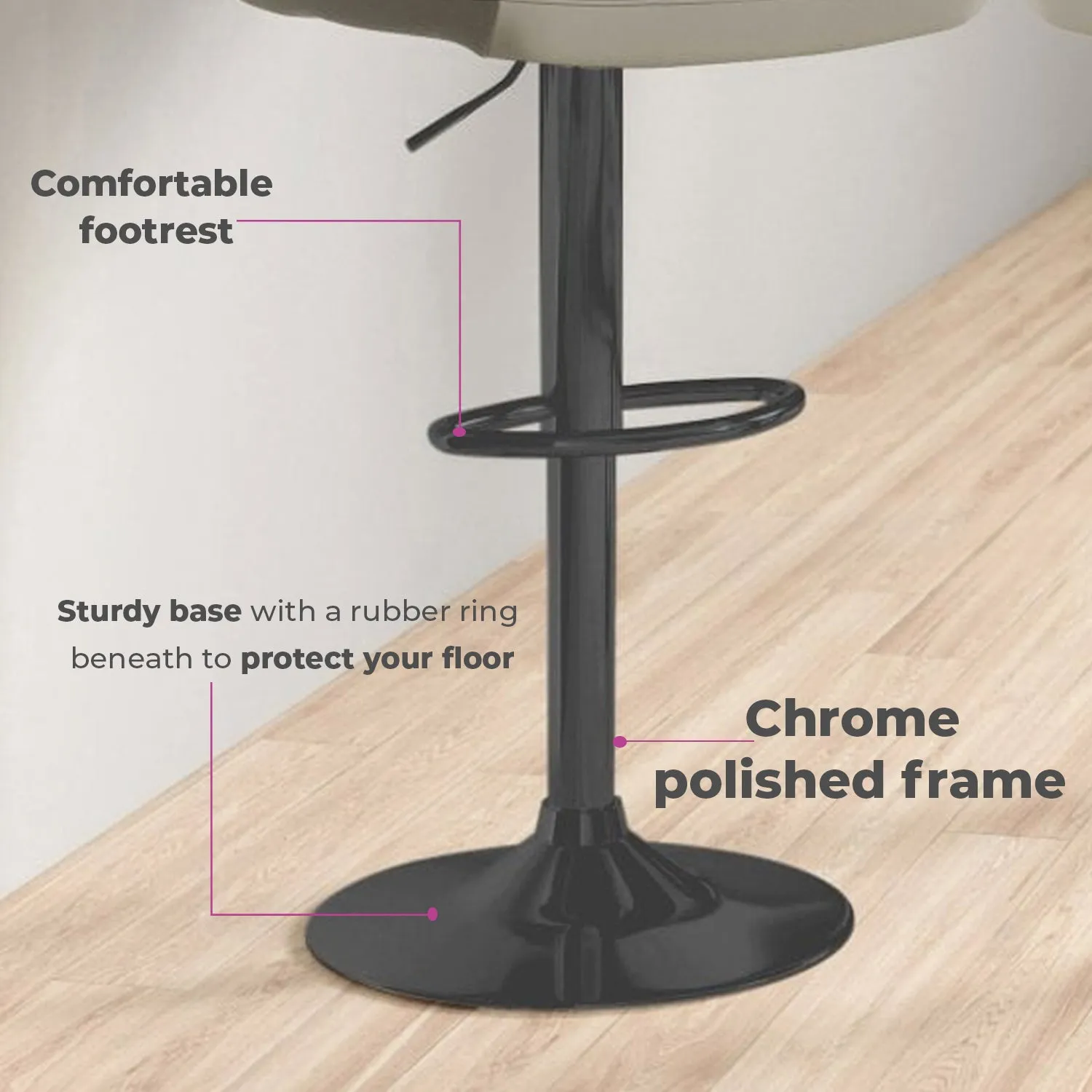 Neo Grey Faux Leather Bar Stool
