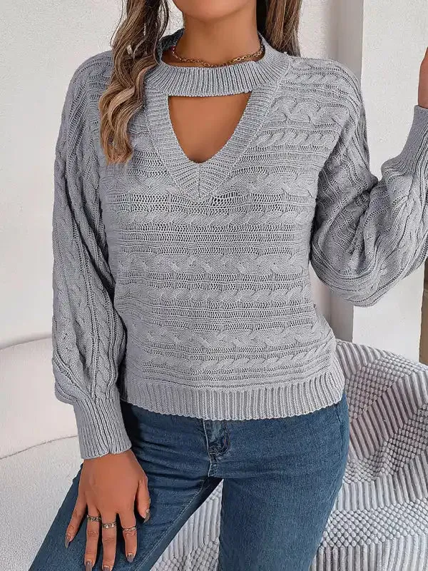 New casual hollow twist long-sleeved pullover sweater