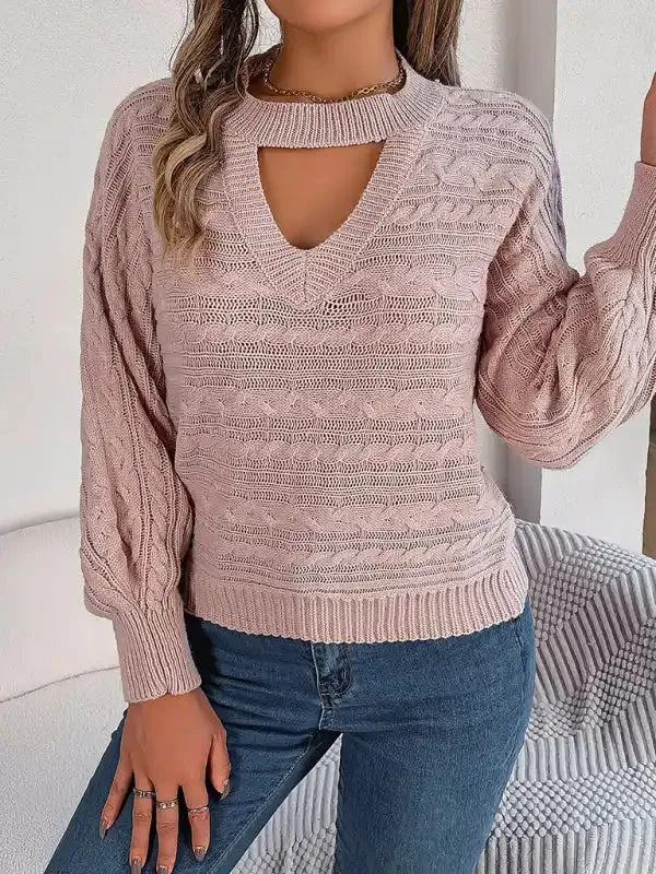 New casual hollow twist long-sleeved pullover sweater