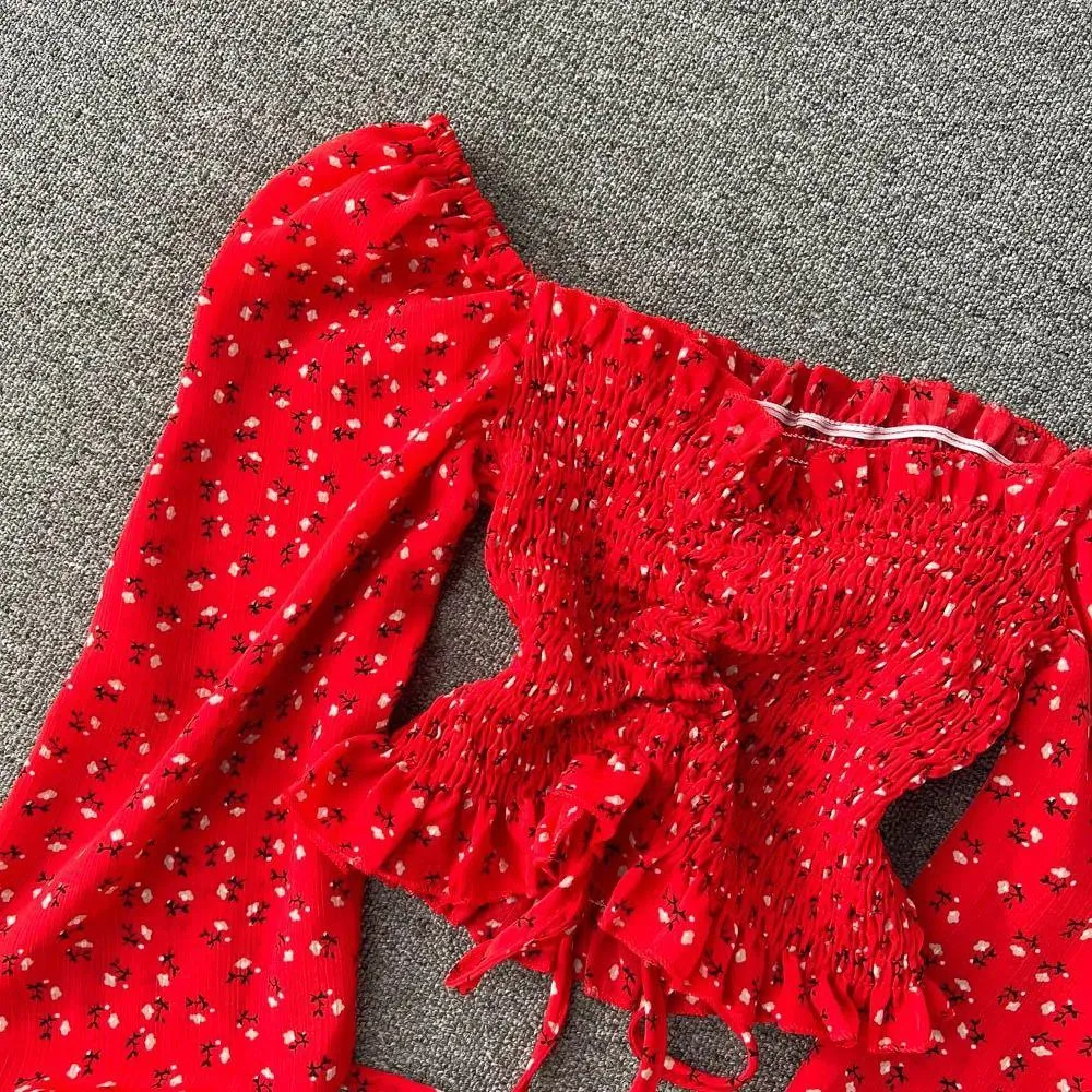 Philly Drawstring Lantern Sleeve Crop Top