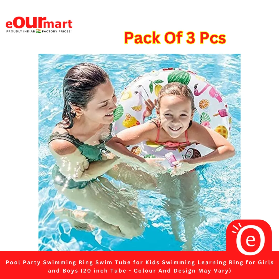 Pool Party Swimming Ring Swim Tube for Kids Swimming Learning Ring for Girls and Boys Swimming Tube Inflatable Swim Ring(2-7Year)(20 inch Tube - Colour And Design May Vary)