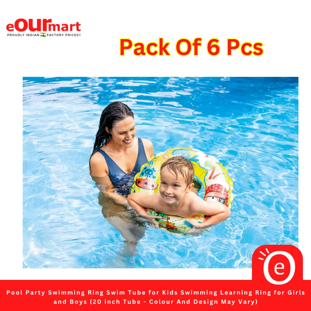 Pool Party Swimming Ring Swim Tube for Kids Swimming Learning Ring for Girls and Boys Swimming Tube Inflatable Swim Ring(2-7Year)(20 inch Tube - Colour And Design May Vary)