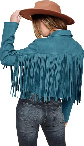 PRETTYGARDEN Women's Faux Suede Leather Jackets Tassel Motorcycle Cropped Coats 2025 Fashion Clothes