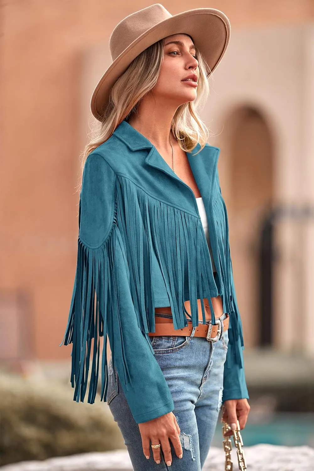 PRETTYGARDEN Women's Faux Suede Leather Jackets Tassel Motorcycle Cropped Coats 2025 Fashion Clothes