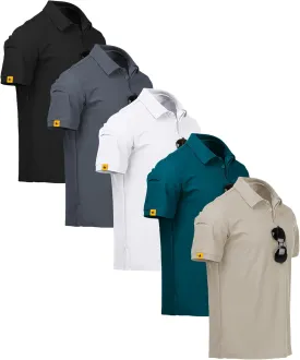 SCODI 5 Pack Mens Polo Shirts Short Sleeve Athletic Golf Polo Shirt for Men Casual Collared Summer Multipack T-Shirts