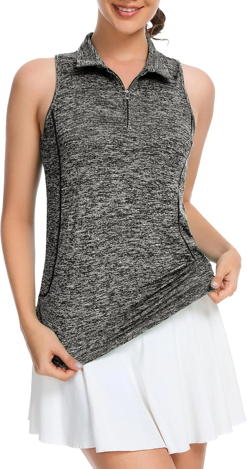 Sleeveless Golf Shirts for Women with Collar - Moisture Wicking Tennis Top Athletic Polo Tank Tops for Golf, Tennis, Workouts