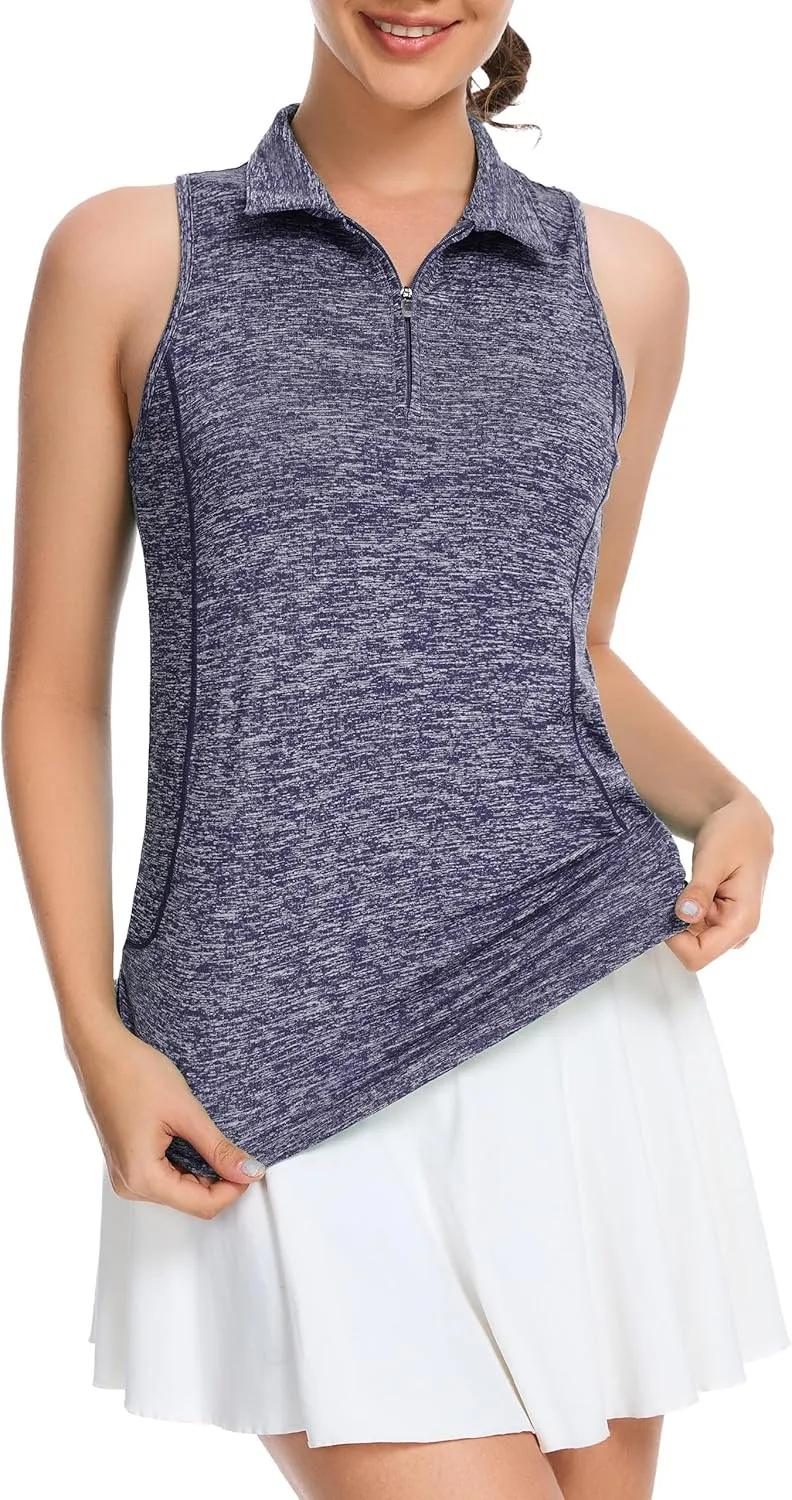 Sleeveless Golf Shirts for Women with Collar - Moisture Wicking Tennis Top Athletic Polo Tank Tops for Golf, Tennis, Workouts
