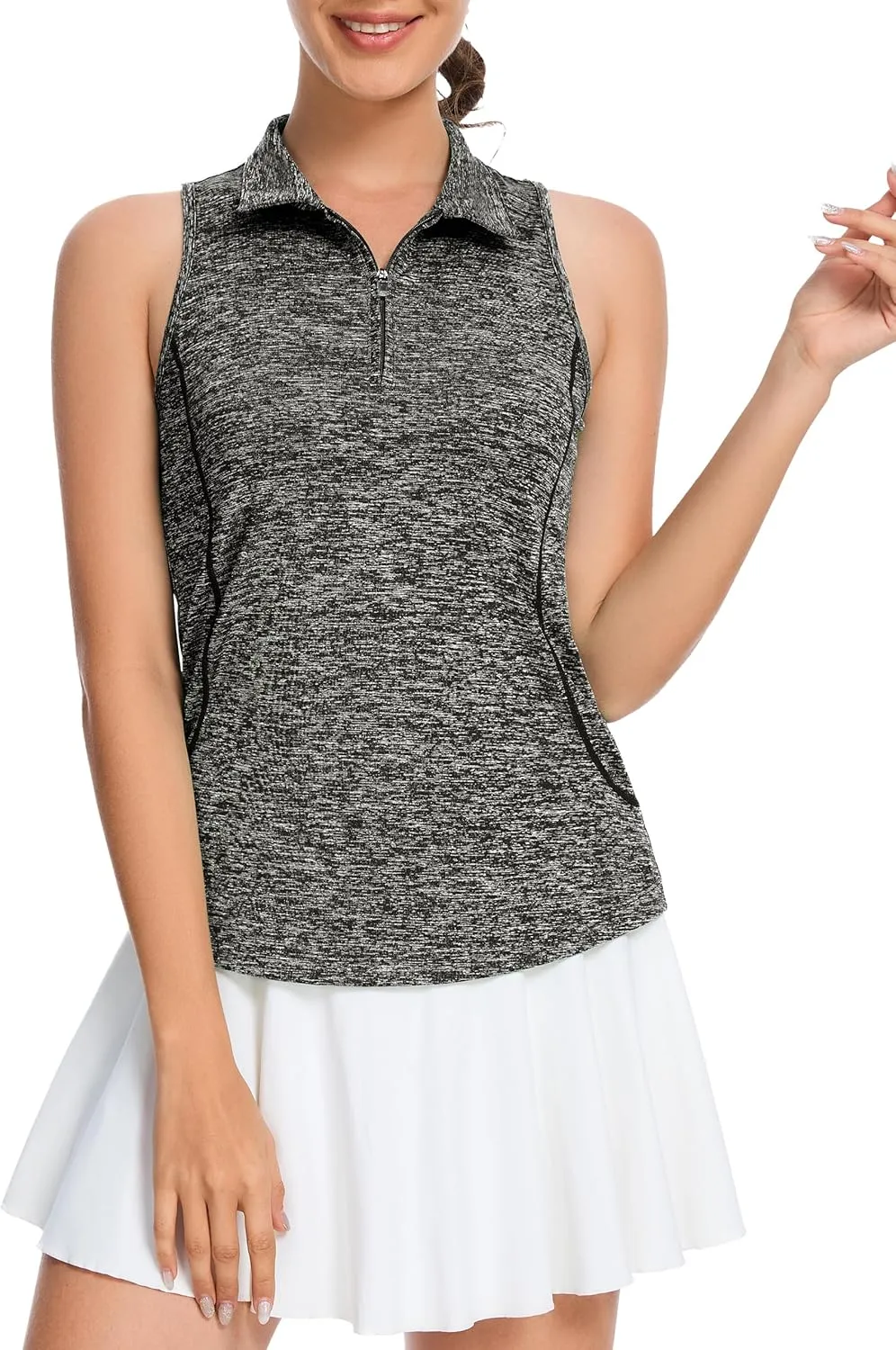 Sleeveless Golf Shirts for Women with Collar - Moisture Wicking Tennis Top Athletic Polo Tank Tops for Golf, Tennis, Workouts