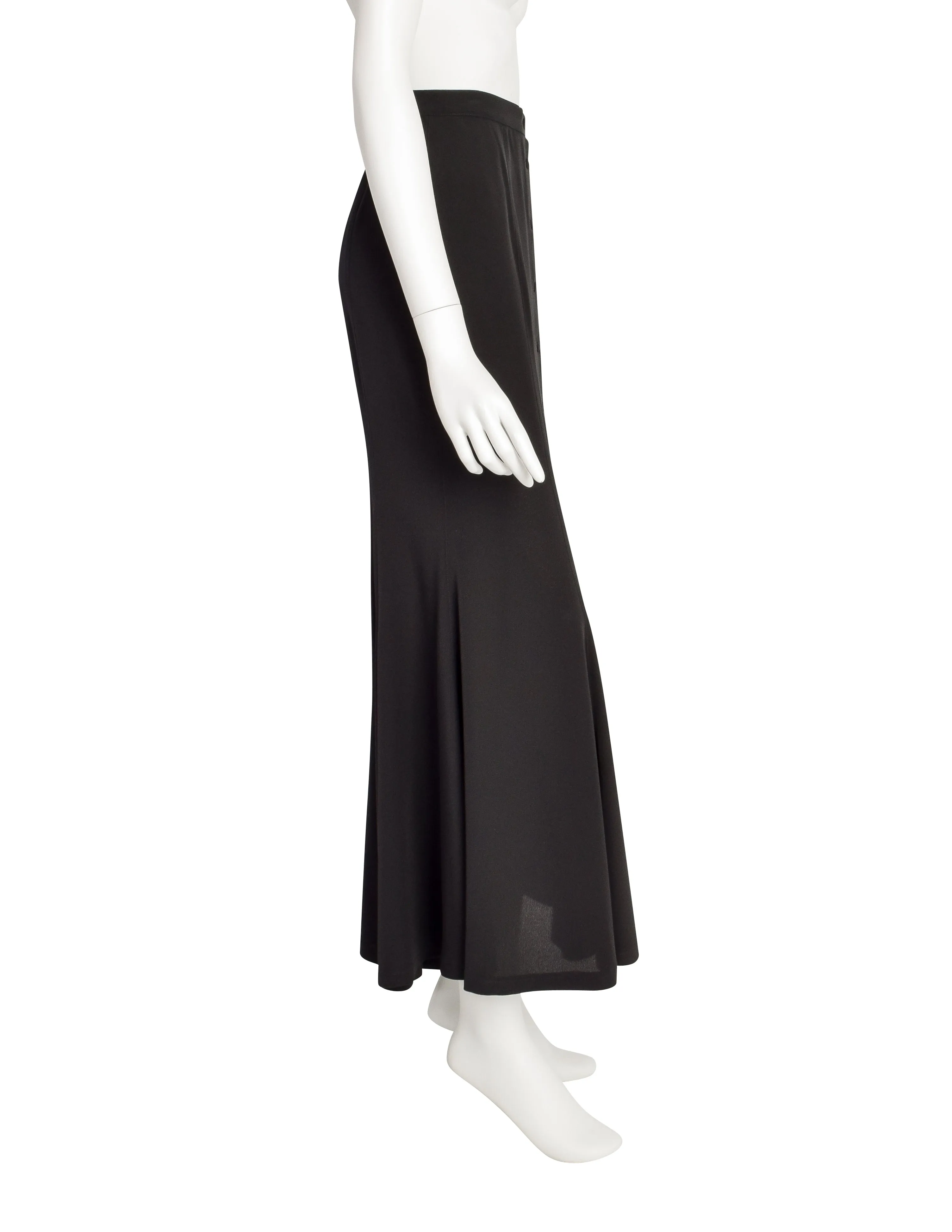 Thierry Mugler Vintage Black Crepe Hourglass Mermaid Flutter Skirt