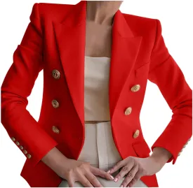 Womens Blazers Dressy Casual Long Sleeve Double Breasted Suit Jackets Classic Fitted Work Office Blazer Clothes